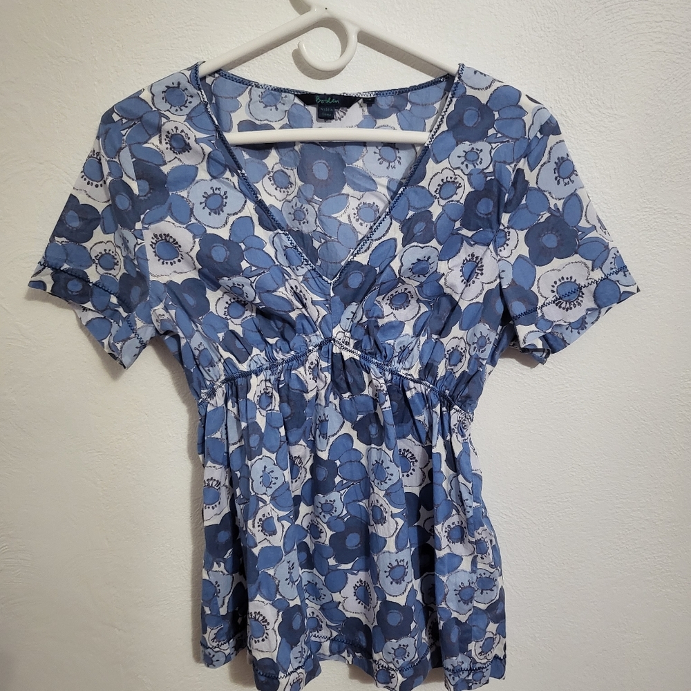 Boden Short Sleeve Cotton Blouse Size 12